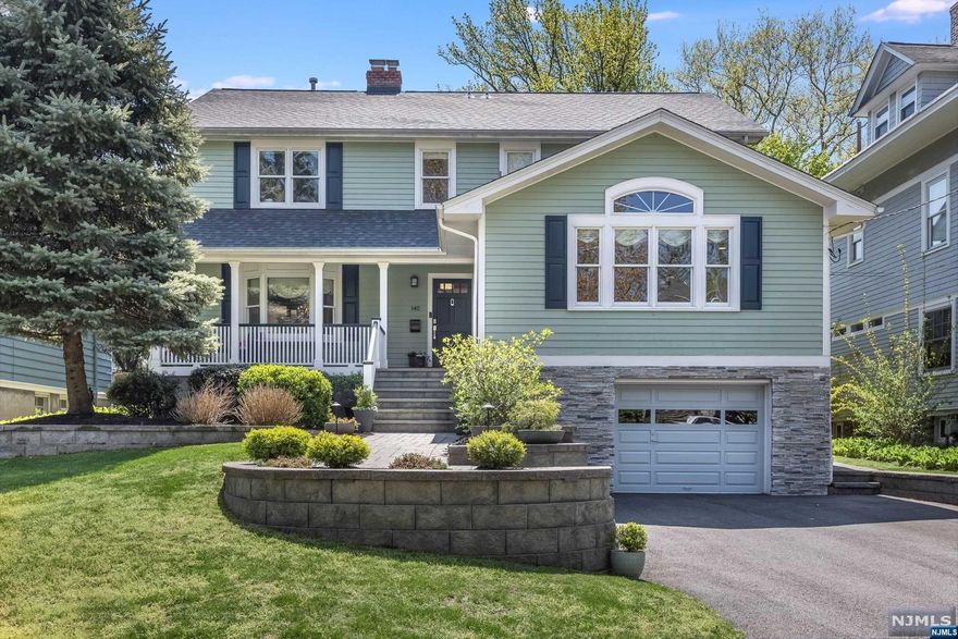 Fabulous 5 bed/4 bath renovated gem, set on stunning, park-like property on one of Upper Montclair's prettiest side streets. Located just a short walk from UM village shops, restaurants, NYC trains,/buses + 121-acre Brookdale Park, this home has been meticulously cared for. Sun-drenched + spacious w/ open plan living oriented around an expansive living room w/ wine bar + a spectacular wall of windows/doors, which lead to a large deck/patio + backyard oasis w/ lush perennials, bushes + vegetable garden. A renovated cook's kitchen has top-of-the-line Kucht 6-burner stove, SS appliances, granite counters, island, pantry + French doors also leading to the yard. A formal dining room has a WB FP, + French doors lead from LR to a family room/library w/ built-ins and a full renovated bathroom -- option for use as a first floor, ensuite bedroom w/ large WIC. Huge 2nd flr primary suite w/ California WIC + newly renovated bath w/ oversized shower + double sinks. And so much more!