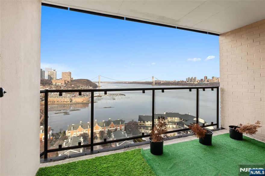 Enjoy luxury living right on the water at the prestigious Hudson Harbour High Rise in Edgewater! This beautifully renovated 1 bedroom, 1 bathroom rental unit with den/dining area features spectacular views of the Hudson River and the GW Bridge from every window and the terrace! Also, enjoy the various building amenities (doorman, pool, gym, tennis court and more) along with having all utilities included (cable/internet not included). This unit is perfectly located for commuters looking for convenient transportation to NYC via the Ferry and bus stops near by. Come see this rental today and make this view your new everyday morning rise!
