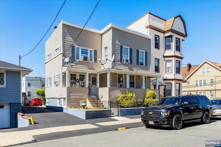 Lovingly and meticulously maintained 2-family home. East-facing and sun-drenched front porch perfect for relaxing and enjoying morning coffee leads to 2 separate entrances for each unit. Both apartments currently used by the owner and will be delivered vacant at closing. 1st Fl unit: 2 bedrooms (w/o closets), living room, dining room, eat-in kitchen, full bath, and back porch overlooking patio and gazebo. 2nd Fl unit: 2 bedrooms, den/office can use as 3rd bedroom, living room, eat-in kitchen, and full bath. Finished walkout basement with kitchenette, full bath, storage, and 2 sets of laundry hookups. All separate utilities. Sold AS IS. Roof, siding, and windows all approx 15 yrs old. 1st Fl oil heat with active underground tank in backyard will not be removed or converted by seller. No known issues. Shared driveway with parking for 2 cars in the backyard. Conveniently located 1 block from Kearny Ave, major highways, & bus stops. Easy commute to NYC Port Authority & Penn Station.