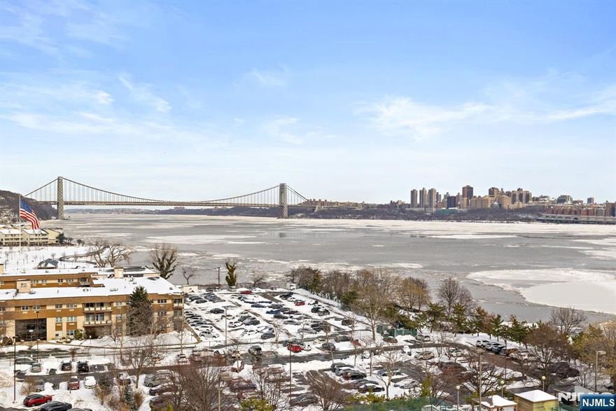 Welcome to this one-of-a-kind, sprawling penthouse located in the desirable Admirals Walk building in Edgewater. The home underwent a high-end, gut renovation combining two units to create a total of 3,042 SqFt.; Step inside and discover stunning views of the GWB, New York City and the Hudson River from every window. The center of the home features a custom chef's kitchen with commercial-grade Wolf appliances and stainless steel warming drawers, a Miele vented hood and dishwasher. The expansive living room and dining room are bookended by double-sided wood-burning fireplaces. The primary bedroom suite offers a custom closet system, a spa-like primary bathroom with a custom double vanity, separate steam shower & an effervescent, infinity tub. There is also a separate dressing area with custom closets, access to the balcony and a fireplace. This can be used as a separate nursery or den/office. Adjacent to the dining area you will find a large custom office, easily converted to a 3rd bedroom. The 2nd bedroom has custom closets, an en-suite bathroom. Integrated Lutron lighting system and a Bang and Olufsen audio system throughout. Every inch of this spectacular residence has been thoughtfully renovated with vision and incredible attention to detail. Enjoy low taxes in this amenity-rich building, ideally located less than a five minute walk from the ferry to NYC. Complete with 3 parking spots, 2 assigned premium outdoor spots and a deeded, covered spot in the garage.