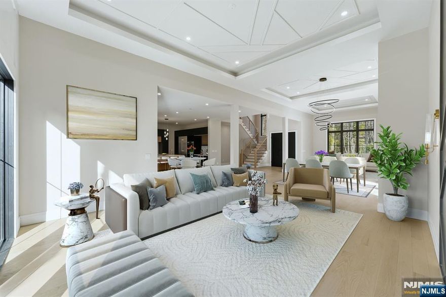 Luxury takes center stage in this remarkable new custom home on 0.35 acres. Dramatic one and a half story ceilings elevate the dining room, living room, and family room, complemented by oversized windows and high end designer finishes throughout, creating an atmosphere ideal for elevated daily living and entertaining. The chefs kitchen serves as the homes centerpiece, featuring custom cabinetry, quartz countertops, professional stainless steel appliances, and a large waterfall island with seating. The main level also includes a first floor guest suite, mudroom, and powder room. Upstairs, four spacious bedrooms feature nine foot tray ceilings, including a luxurious primary suite with two custom walk-in closets and a spa-like bath with soaking tub and double vanity. Additional highlights include oak floors throughout, radiant heat in all full bathrooms, a central vacuum system, and extensive custom millwork. The fully finished lower level provides flexible living with a rec room, gym area, ensuite bedroom, dedicated wine storage with glass door, and pre wired home theater. Enjoy an oversized heated three car garage, generator, multi zone HVAC, full landscaping package, outdoor gas hookup on the covered porch, and a ten year home warranty. A rare opportunity to own new construction in a prime location, move in ready luxury with every detail thoughtfully crafted.