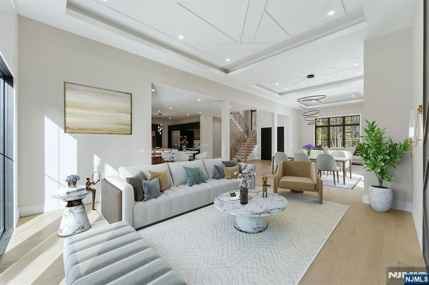 Luxury takes center stage in this remarkable new custom home offering over 6700 sq ft of beautifully finished living space on 0.35 acres. Dramatic one and a half story ceilings elevate the dining room, living room, and family room, complemented by oversized windows and high end designer finishes throughout, creating an atmosphere ideal for elevated daily living and entertaining. The chefs kitchen serves as the homes centerpiece, featuring custom cabinetry, quartz countertops, professional stainless steel appliances, and a large island with seating. The main level also includes a first floor guest suite, mudroom, and powder room. Upstairs, four spacious bedrooms feature nine foot tray ceilings, including a luxurious primary suite with two custom walk-in closets and a spa-like bath with soaking tub and double vanity. Additional highlights include oak floors throughout, radiant heat in all bathrooms except the basement, a central vacuum system, and extensive custom millwork. The fully finished lower level provides flexible living with a rec room, gym area, ensuite bedroom, dedicated wine storage with glass door, and pre wired home theater. Enjoy an oversized heated three car garage, generator, multi zone HVAC, full landscaping package, outdoor gas hookup on the covered porch, and a ten year home warranty. A rare opportunity to own new construction in a prime location, move in ready luxury with every detail thoughtfully crafted.