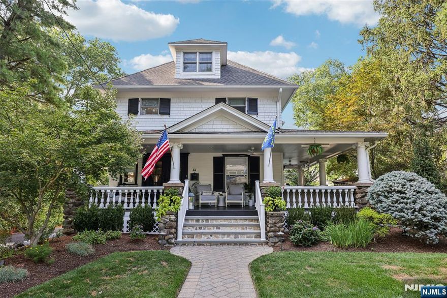 Location, location, location...This completely renovated colonial in 2023 allows one to enjoy a private street while being able to easily access bustling downtown Ridgewood with close proximity to shopping/ transportation to NYC. The wrap around porch allows access to the front and side of this Victorian home as well as steps to the backyard. The hardwood floors throughout all three floors were installed in 2023. Enter ino the living room with recessed lighting. The formal dining room has a wood burning FPL and beamed ceiling. The state of the art kitchen with upscale appliances will allow for company and family to relax around the island. Next is a spacious family room which leads to the magnificent heated built in saltwater pool. The second floor includes a primary bedroom with ensuite full bath and shower, second bedroom, full bath, laundry room. The third floor has two alcoves for two queen sized beds, a large sitting area, two walk in closets, and additional storage space. Don't forget the fully finished basement with a full bath and separate enclosed room. Come explore this beautiful home with all its features and still be seconds away from top rated restaurants, schools, train and bus to NYC !