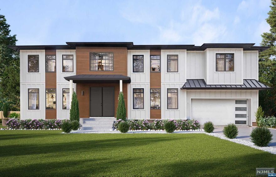 This modern home is a masterpiece, featuring 5 bedrooms, 5.5 bathrooms, and 5400 square feet of luxury living space. The high level of quality and attention to detail is evident from the moment you enter the home. The home boasts a solid new foundation, offering flexibility with a first-floor bedroom suite. The chef's gourmet kitchen with top-of-the-line appliances is perfect for hosting dinner parties in the elegant dining room. Upstairs, the primary suite features custom closets and a large bath, accompanied by 4 additional bedrooms, den (office) and a laundry room. The home also features a home theater, entertainment room, gym and full bath, making it ideal for hosting loved ones. This quiet residential neighborhood is just minutes from NYC, with access to a superb school system. If you're looking for luxury living in a prime location, this home is a must-see.