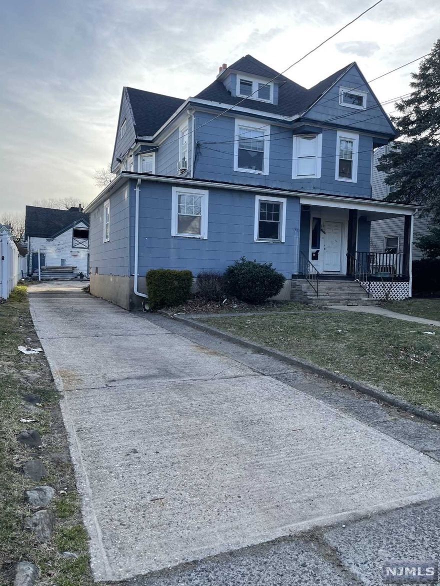 Calling all investors! Income producing property with massive rental potential in Fairmont section of Hackensack. First floor unit features 2 bedrooms plus potential 3rd bedroom/den/office, 1BA, eat in kitchen. Second floor unit includes 3 bedrooms, 3 bathrooms, and large living room. Full bsmnt & walk up attic usable as playroom, den or office. 2 car garage including 2 story workshop/storage with potential living opportunity. Tremendous investment opportunity perfect for investors and families!