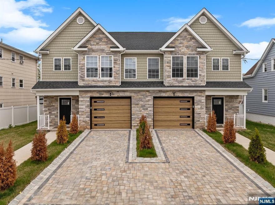 JUST IN TIME!!! NEW CONSTRUCTION NEW CONSTRUCTION NEW CONSTRUCTION WITH WARRANTIES. COME MEET YOUR HOME IN PERSON, PICTURES DON'T DO IT JUSTICE. A BEAUTIFUL SINGLE FAMILY DUPLEX CONDO STYLE WITHOUT MONTHLY HOA FEES LOCATED IN DESIRED LODI AND CLOSE TO TRANSIT TO NYC. THIS SIDE BY SIDE DUPLEX SINGLE FAMILY VERY SPACIOUS HOME SHOWCASES EXCEPTIONAL CURB APPEAL FRONT TO BACK. STONE DRIVEWAY PAVERS LEED TO MODERNIZED GARAGE DOOR FRAMED BY A BLEND OF VINYL & STONE EXTERIOR. UPON ENTERING GREETED BY OPEN FLR PLAN THAT SEAMLESSLY CONNECTS LIVING, DINING, BREAKFAST NOOK & KITCHEN. CHEFS DREAM KITCHEN W/QUARTZ COUNTER TOPS GORGEOUS CABINETS STAINLESS STEEL APPLIANCES & EXQUISITE CRAFTSMAN TILE WORK. DOUBLE DOORS OPEN TO BACKYARD COMPLETE WITH PRIVACY FENCE & CONVENIENT 1/2 BATH & LOTS OF CLOSET SPACE. 2ND FLR WHERE PRIMARY BED SUITE BOASTS CATHEDRAL CEILINGS DESIGNER BATHROOM & WALK IN CLOSET. 3 ADDITIONAL BEDROOMS W/LRG CLOSETS. LAUNDRY ROOM CONVENIENTLY LOCATED ON 2ND FLR. 3RD FLR W/ADDITIONAL LIVING SPACE EXTRAORDINARILY LRG. THROUGHOUT THE HOME W/BEAUTIFUL FLOORING ELEGANT TILE WORK 2 ZONE CENTRAL AC/HEAT ACCENT LIGHTING WHERE EVERY DETAIL HAS BEEN THOUGHTFULLY DESIGNED FOR COMFORT & LUXURIOUS FEEL.