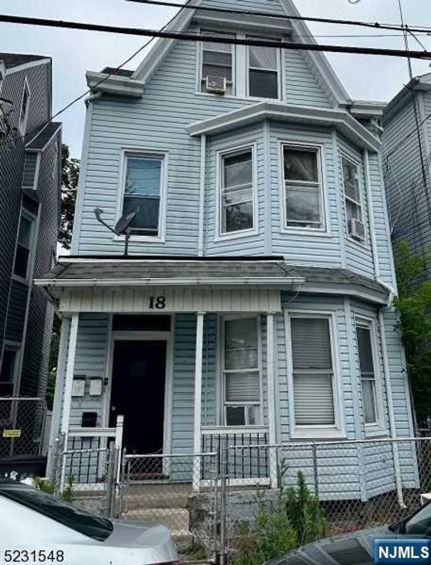 Great opportunity to own this spacious 2 Family home with three separate stories that offers 3 bedrooms, 1 full bath, living/dining room and EIK on the first and second floor, 2 beds, 1 full bath, living room & kitchenette on the third floor. The fist floor unit has access to the basement and backyard. This multi family is convenient located close to downtown, Paterson train station, other public transportation, restaurants, shopping areas, and main routes. Roof was repaired in 2021, Boiler for 2nd and 3rd fl have about 10 years, boiler on 1st fl 1 year old. The 3rd floor apartment was completed remodeled in 2021 and some upgrades on the 1st floor as well. More pictures coming soon, seller is in the process of painting 1st fl apartment. This property is being sold "As Is!