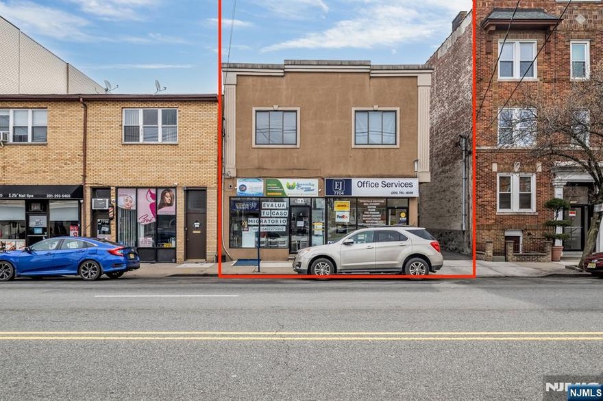Amazing opportunity! Mixed-use building on bustling Kennedy Blvd in North Bergen, offering an excellent investment opportunity with two residential apartments and two retail storefronts, plus long driveway and 5 parking spaces in the rear! The property features two commercial units, each equipped with a half bathroom, ideal for a variety of business uses. (both currently leased)The residential component includes a spacious 4-bedroom, 2-bathroom apartment on the second floor, as well as a 1-bedroom, 1-bathroom unit located at the rear of the first floor. All utilities are separately metered for each unit, with the exception of water and sewer, which are paid by the owner.