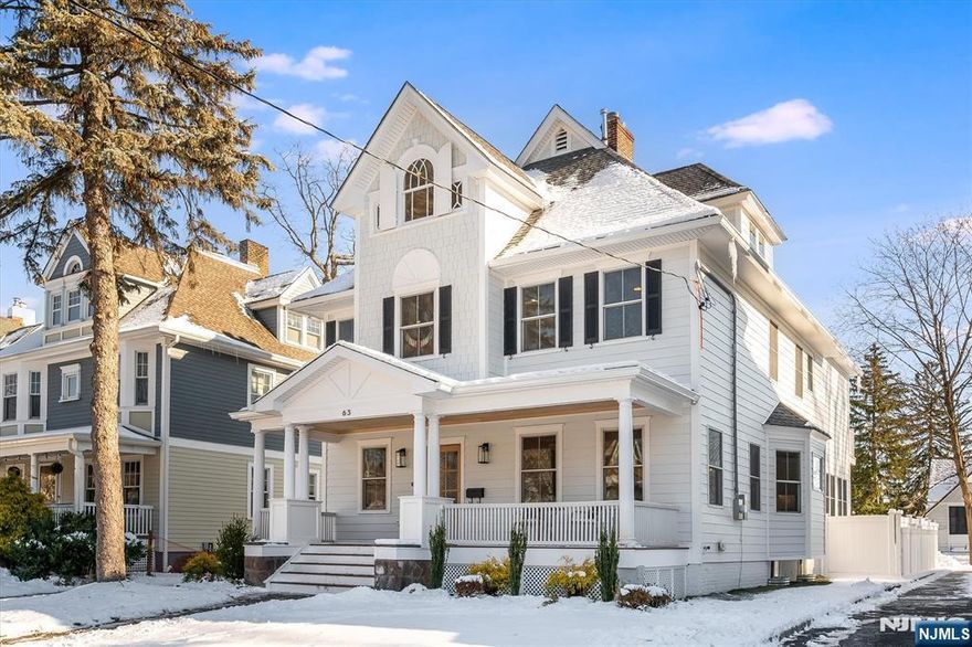 Another exceptional VG Builders renovation perfectly timed for the holidays!! This beautifully renovated Victorian is ideally located close to Walnut street village coffee shops, restaurants, boutiques, Farmers market and NYC midtown direct train. Completely redone from top to bottom with all new systems including electric, plumbing, roof, siding, Andersen windows, 3 zone hvac, flooring, kitchen and baths- offering a true new-construction feel with timeless architectural charm.A gracious open front porch welcomes you into a light-filled home with an ideal floor plan for todays buyer. Highlights include a mudroom with built-in storage, a custom kitchen with quartz center island, farmhouse sink, pot filler, high end stainless appliances, ambient and toe kick lighting, and a great room with gas fireplace. Dining room features a coffered ceiling, wet bar with wine fridge, decorative fireplace, and a stylish first floor powder room.The primary suite offers vaulted ceilings, a luxe bathroom with radiant heated floor, custom closet ,and private balcony overlooking the level, fenced, private backyard with new deck. Four bedrooms and 3 full baths on second floor with laundry and cute as pie wallpapered reading nook, 2 additional bedrooms plus full bath on third. Finished basement with rec room, powder room and bonus space. New garage with electric door. Thoughtfully designed, impeccably finished , and perfectly located- 63 Montclair Avenue offers turnkey living at its finest!