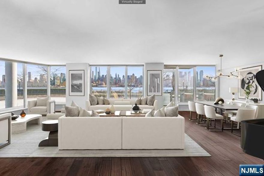 Dream home in dream location! A rare opportunity to own the largest, waterfront townhome, perfectly positioned on the corner of Port Imperial waterfront. This prestigious location, continues to be the most sought-after waterfront community on the NJ Gold Coast. Located steps from New York Waterway bringing you to, W. 39th St. Manhattan, in 8 minutes. Routes to Pier 11 at Wall St. & Brookfield Place Terminal also available. RESIDENCE 104 is an expansive and elegant 4000 sq ft home. Experience extraordinary views, from all rooms, of the world famous New York City skyline. Featuring open-concept living room, dining room, and fully equipped chef's kitchen w/ walk-in pantry, surrounded by floor-to-ceiling windows and a private terrace that can be used as a private entrance. Revel in 4 king-sized bedrooms, all with their own en-suite bathroom and custom walk in closets. Live luxuriously at the Avenue Collection with hotel-like amenities including a 24-hour doorman; concierge service.