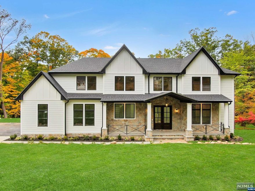 Brand New Construction on a quiet Double Cul-de-sac for under $2M in Upper Saddle River! 4210 sf + finished basement 5 beds, 4.1 baths, 0.86 acre, 2 car garage. Generous open flr plan w/ 10' ceilings, exceptional space for entertaining w/ stunning custom kitchen featuring large center island, beautiful quartz counters, professional Wolf and Sub Zero appliances plus huge pantry w/ built-in microwave, sliding drs to patio. Breakfast nook opens to family rm w/contemporary raised fireplace, and flows into large formal dining room w/ coffered ceiling. Soaring 2 story entry, amazing feature wall and wide staircase, extensive high quality mill work throughout, 1st floor bdrm w/ full bath, 2nd floor private master suite and spa-like bath w/ coffee bar, additional ensuite bdrm, and 2 further bdrms share Jack + Jill bath. Finished basement w/ tons of potential for recreation rm/theatre, gym etc. Wide property and back yard w/ room for in ground pool. Pack your bags and get ready to move in!