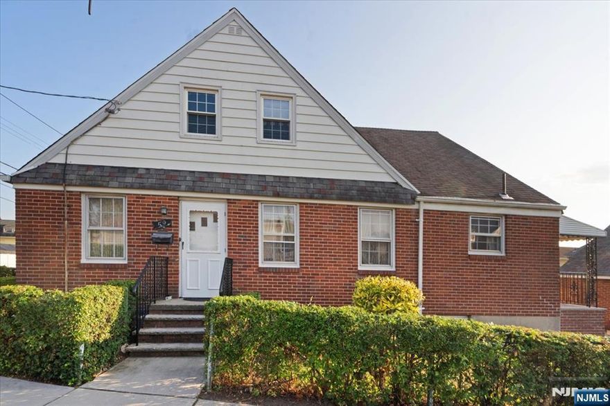 Excellent opportunity to own a Cape-style home on a spacious corner lot with plenty of outdoor space. Home features 5 bedrooms â€” 3 on the main floor and 2 upstairs â€” offering versatile living options for extended families or a home office. Includes 2 baths, a 2-car garage, and an unfinished basement with great potential to expand your living space. Located in a quiet neighborhood, close to the Path train station to New York City, Red Bull stadium, NJIT, Rutgers University, Newark airport, parks and shopping. Property is being sold "As is condition"