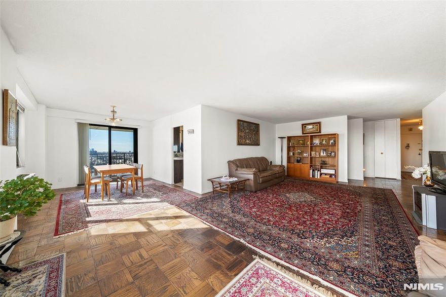 Spacious Southeast Corner Condo w Spectacular NYC & Hudson River Views. Generous in size at 1,640 sq. ft., this desirable J-line 2-bedroom, 2-bath corner condo on the 19th floor offers breathtaking panoramic views of the Manhattan skyline and Hudson River from every room â€” plus a large private covered balcony perfect for relaxing. Step inside to a bright and airy L-shaped living and dining area, ideal for both comfort and entertaining. Imagine sipping your morning coffee or dining al fresco on your private balcony while taking in the twinkling city lights, Empire State Building, and Hudson Yards views. The spacious primary suite features stunning NYC views, a walk-in closet, and an ensuite bath. The second large bedroom also offers wide windows with skyline views and its own walk-in closet. A windowed kitchen with a pantry and abundant cabinetry provides both functionality and potential for your personal upgrades. The Parker Imperial offers exceptional amenities, including a 24-hour doorman, on-site fitness center, outdoor heated pool, and laundry facilities on every floor (with two washers and dryers per floor). Located in North Bergen, adjacent to a 167-acre park with a lake and free tennis for residents, this home provides a rare blend of nature, convenience, and city access. Transportation to NYC, Jersey City, and Hoboken is right at your door, w shopping & dining nearby. Bring your personal touch and make this spectacular home your own. Call Jimmy Lopez 201-741-6298.