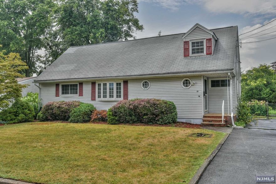 Sought after neighborhood in Wayne. This 3 bedroom cape has endless possibilities. It's a diamond in the rough waiting to be polished. First floor offers 2 bedrooms, 1 full bath, living room, dining room, kitchen, den. 2nd floor has a large bedroom and a full size walk in attic with a cedar closet. 1st floor has central air, 2nd floor has wall unit. Basement is partially finished. Fenced in large level backyard with patio and storage shed. Close to shopping, schools, major highways. Bus stop to NYC nearby within walking distance. Come make this your home sweet home! Home is bing sold as is.