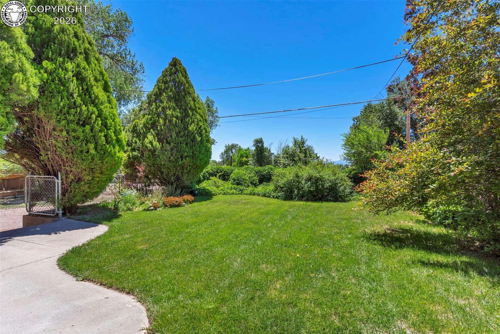 Front Yard has fruit trees and a mature strawberry patch irrigated with Automatic watering system.
