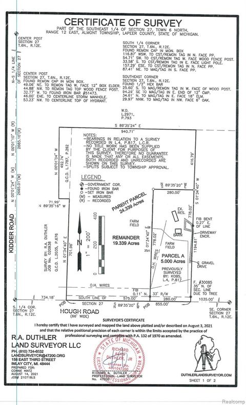 000 Hough Road Almont Township MI 48003