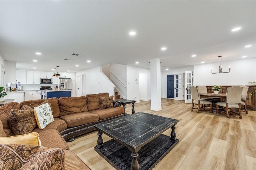 Located in the highly rated McKinney ISD and just minutes from Hwy 380, Hwy 75, shopping, dining, and entertainment, this beautifully renovated and immaculately maintained 4-bedroom, 2.5-bath home with a dedicated office is move-in ready and designed for comfortable living. Downstairs, the open floorplan features brand new premium LVP flooring with 6-inch baseboards, new recessed lighting, and an updated half bath. The kitchen is a standout with new soft-close cabinets, granite countertops, a large island with added storage, and an oversized sink. The laundry room has also been upgraded with a new sink, granite countertops, and additional cabinets and drawers to maximize organization. Upstairs, a spacious second living area is ideal for a game room, playroom, or flexible living space. The large primary suite boasts dual sinks and an oversized walk-in shower, creating a private retreat. Outside, a new sprinkler system in the front and backyard, and a covered patio provide plenty of room to relax or entertain. The garage includes ceiling racks for extra storage. With its thoughtful updates, functional layout, and unbeatable location, this move-in ready home is perfectly suited for its next chapter.