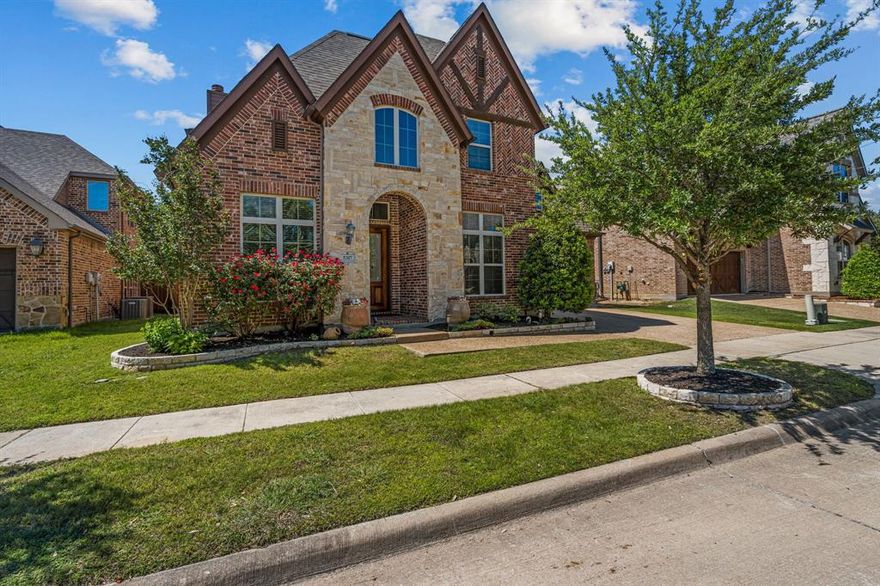This beautifully updated two-story home offers the perfect blend of luxury, functionality, and lifestyle! Backing to a serene greenbelt with walking trails and featuring a desirable north-facing orientation, this home is designed for both comfort and entertaining in the sought-after Allen ISD. Recently resurfaced and freshly stained wood floors pair beautifully with fresh interior paint and recently refinished kitchen cabinets, creating a warm and modern feel throughout the open-concept floor plan. The spacious kitchen is equipped with newer stainless steel appliances, gas range, built in wine fridge and opens seamlessly to the living and dining areas. The flexible layout includes a private office, a spacious downstairs primary suite, and an additional guest bedroom on the first floor, while two secondary bedrooms, a large game room and media room are located upstairs. The game room even features a wall-mounted Tonal strength training system, perfect for at-home workouts! Step outside to enjoy the extended patio and large private backyard, perfect for grilling, entertaining or relaxing. With a small playground just across the street, this home offers both privacy and a great outdoor lifestyle. Additional upgrades include a tankless water heater replaced in 2025, incredible newer metal garage storage cabinets and overhead storage racks offering exceptional organization and functionality. This home truly has it all — style, space, storage, and an unbeatable location close to shopping and easy commuting.