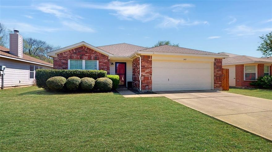 Beautifully updated single-story backing to greenbelt and community walking trails! Terrific location just down the street from the community pool and only minutes from 75! Meticulous landscaping and a brick elevation highlight the drive-up appeal of this home! Inside you will find 3 bedrooms, 2 full baths, flex space that makes a terrific home office or game room, and 2-car garage! Upgrades and amenities include neutral paint tones, cozy brick family room fireplace, luxury vinyl flooring flowing throughout main living areas with wood-look tiling in both baths, open concept kitchen and living space ideal for entertaining, and MORE! Island kitchen boasts an abundance of rich wood cabinetry, quartz countertops with a stone backsplash, stainless appliances including an electric range with double ovens, adjacent eat-in area, and large walk-in pantry. Primary bedroom is the perfect retreat situated at the rear of the home, offering a luxurious ensuite bath with dual sink vanity, free-standing tub, and frameless shower with rainfall shower head and sprayer panel. Private backyard is complete with an expansive covered patio, outdoor kitchen with two built-in grills, and storage!
