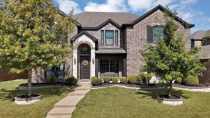 Located in the highly sought-after Hickory Creek subdivision, this stunning First Texas Homes Hillcrest floor plan offers the perfect blend of luxury, comfort, and functionality. This home features 5 oversized bedrooms, 3.5 baths, and multiple living spaces including a formal living and dining room, private home office, game room, and a fully equipped media room complete with surround sound and theatre seating. Flooded with natural sunlight, this home has been freshly updated inside and out with new interior and exterior paint, updated lighting throughout, new plush carpet, and beautifully renovated bathrooms. The chef-inspired kitchen boasts double ovens, a butler’s pantry, in addition to a spacious walk-in pantry, and granite island overlooking the great room with a floor-to-ceiling stone fireplace. This home is ideal for entertaining with plenty of space for everyone. Step outside to your backyard oasis, featuring a new deck, half-court basketball court, and a new board-on-board fence with motorized rear entry gate. Conveniently located with easy access to major highways and downtown Dallas, this home truly has it all.