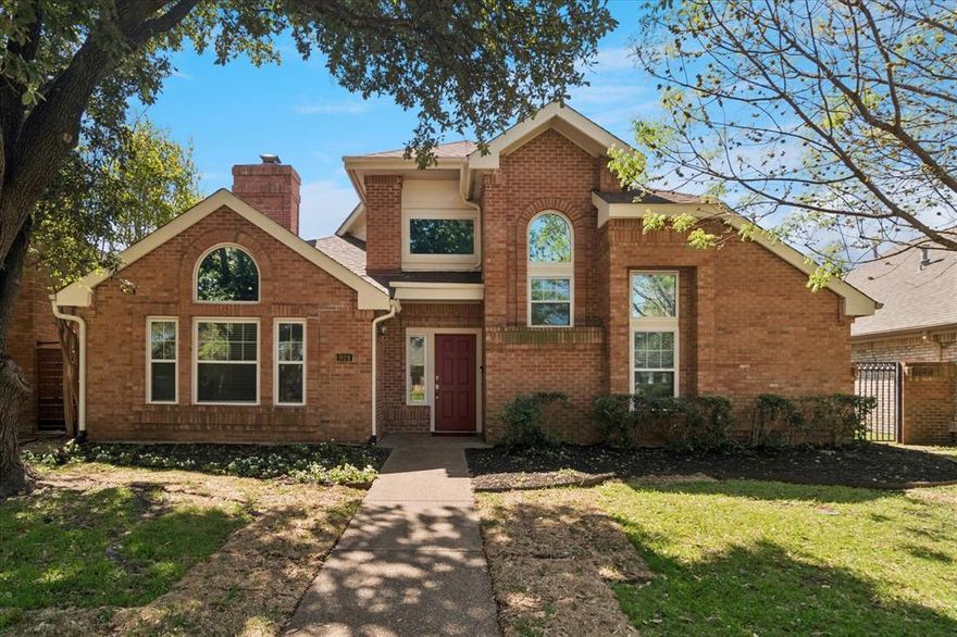 Great location and price. Attractive home in popular Las Colinas-adjacent neighborhood offers many upgrades and architectural features, like soaring ceilings, skylights, arched windows and a loft workspace and library overlooking an impressive Great Room for formal dining and living area. Gas-log  fireplaces are featured in a studio near front entry and in a family room at back; and double-hung triple-pane Energy Star windows provide lots of natural light. Recent home improvements are wood luxury vinyl plank flooring, two new AC units of three total, back door, refrigerator, water heater, freshly painted exterior trim and some interior. Kitchen has granite countertops and breakfast bar, stainless steel appliances and sink; breakfast area. Primary bedroom suite is downstairs with double connected walk-in closet; ensuite bath has separate shower, large garden tub. Split bedroom plan offers privacy with 2 bedrooms and full bath upstairs. For outdoor living there is a large, tree-shaded rear yard with flagstone patio area and privacy fence and a side yard off kitchen. Enjoy this quiet neighborhood conveniently located to public and private K-12 schools, shopping, colleges, Irving Arts Center, Las Colinas Urban Center and Music Factory. Quick access to major Hwys 114, 183, 161. Low annual HOA dues. Don't miss seeing this one!
