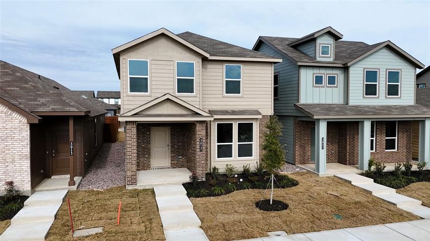 New, complete and available for a Quick Move-in!! Brand-new D.R. Horton home in the Orchard Village community located in Fort Worth and Everman ISD! The two-story Cashew Floorplan, Elevation A, offers 3 bedrooms, 2.5 bathrooms, and a 2-car garage with a smart, space-efficient layout designed for modern living, is ready now! The open-concept first floor features a welcoming family room, dining area, and contemporary kitchen that flow together seamlessly. The kitchen includes quartz countertops, 36” painted cabinets, stainless steel appliances, an electric range, stainless steel sink, center island, and a walk-in pantry. A convenient powder bath is located on the main level for guests. Upstairs, the private primary suite offers an en-suite bath with dual quartz vanities, a walk-in shower, and a spacious walk-in closet. Two secondary bedrooms share a full bathroom with a quartz vanity top. Luxury vinyl plank flooring extends throughout the main living areas and wet zones. Built with energy-efficient construction and equipped with America’s Smart Home Technology. Exterior features include a landscape package, full sprinkler system with rain sensor, privacy fencing, and more. Conveniently located near Southern Oaks Golf Course, TCC South Campus, and major highways including I-20 and I-35, offering easy access to shopping, dining, and DFW International Airport.