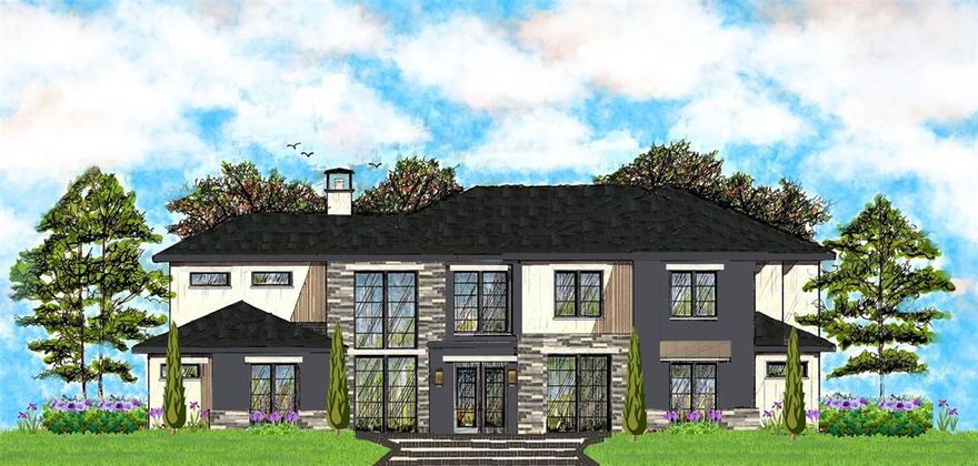 Luxury Transitional Modern w. POOL.7096 Sq. Ft., 5BR, 5.2Bths, 3 CarGar, Lot Sz. 0.38 Acre.  Backs to private 50' Greenbelt  w. mature trees  for Serene Privacy. Custom Iron & Glass Door, Contemporary Minimalist Entry Chandelier, Dining Room Feature Wall with Elegant Temperature Controlled Wine Art Display & Sleek Candelabra Chandelier. Study with Built-In Window Bench & Bronze Architectural Wall Detail. Family Room Fireplace has Stone Surround & Stacked Stained Wood Modular Paneling. Open Kitchen with White European Custom Cabinetry, Stained Vent Hood, Quartzite Countertops, Professional Appliances, Catering Kitchen, & Butler's Pantry with Warm Painted Cabinetry. Master Suite down with Spa Bath & Oversized Wardrobe. Guest BR down w. Ensuite Bath. 2 Utility Rms. Mudroom Cubbies.  Gameroom up has Balcony  overlooking pool & treetops, Media w. LED Lit Wall Accents, Exercise Rm w. Mirrored Wall, 3 Ensuite Bedrooms, 2 Staircases, Lg. Covered Outdoor Living with Grill & Fireplace.