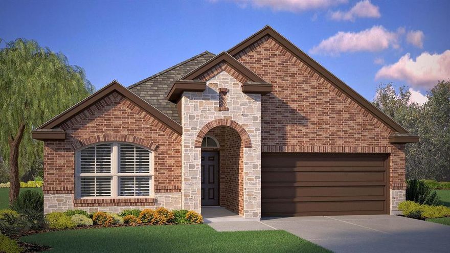 Gorgeous new D.R. Horton home in the Morningstar community located in highly sought-after Aledo ISD! The Blanco floorplan, Elevation G, with an estimated Spring completion, offers a well-designed single-story layout featuring 4 bedrooms, 2 bathrooms, and a 2-car garage, ideal for comfortable everyday living. The open-concept design connects the spacious family room, dining area, and modern kitchen, creating a welcoming space for entertaining. The kitchen is equipped with 42” upper cabinets with crown molding, quartz countertops, a ceramic tile backsplash, stainless steel appliances, and a electric range. Luxury vinyl plank flooring extends throughout the main living areas for added durability and style. The private primary suite includes a well-appointed en-suite bath and a generous walk-in closet, while secondary bedrooms offer flexibility for guests or a home office. Thoughtful design details, modern finishes, and energy-efficient construction complete this impressive home. Morningstar residents enjoy resort-style pools, playgrounds, parks, a dog park, and scenic walking trails.