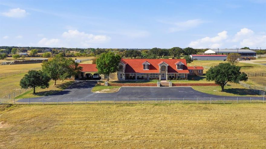 Experience true ranch living on this 66.65± acre cutting and cow-horse property located just north of Springtown. This ranch is fully set up for training, livestock, and multi-residence living, offering a rare combination of space, function, and comfort. 

The main 6,449 sq ft ranch-style home features 6 bedrooms, 4.5 baths, multiple living areas, two primary suites, an office, sunroom, and a large family room with vaulted ceilings and fireplace. The gourmet kitchen includes Sub-Zero appliances, large island, and extensive cabinetry. Additional features include a wet bar with margarita machine with a wolf beverage refrigerator, security system, storm shelter, laundry room, and an attached 3-car garage with porte-cochere.

Step outside to a pool and hot tub, outdoor kitchen, fenced yard, sprinkler system, and both city water and private well water. A 500-gallon owned propane tank also services the home.

The property is fully fenced with 5-rail pipe fencing and is designed for serious horse, cattle, or ranch operations. Improvements include a 46’x100’ horse barn with runs, office, tack room, wash bay, med room, laundry, and small apartment; a mare motel (26’x100’); covered arena; Priefert horse walker; and covered cattle working pens with squeeze chute. There are 8 separate pastures and pens, 10 turnout shelters, an 8-bay insulated equipment and hay building (46’x100’) with automatic doors, plus a 30’x60’ RV and trailer garage with automatic doors.

The land offers open pasture, coastal Bermuda, a 1-acre lake with dock, three stock tanks, and beautiful views across the acreage as well as lots of room to feedlot practice cattle. The property also includes a 2017 Fleetwood 2 bed - 2 bath mobile home ideal for hired help or guests.

With multiple barns, shelters, storage buildings, arenas, working pens, and AG exemption already in place, this property is ready for cattle, horses, training programs, or multi-use ranching.