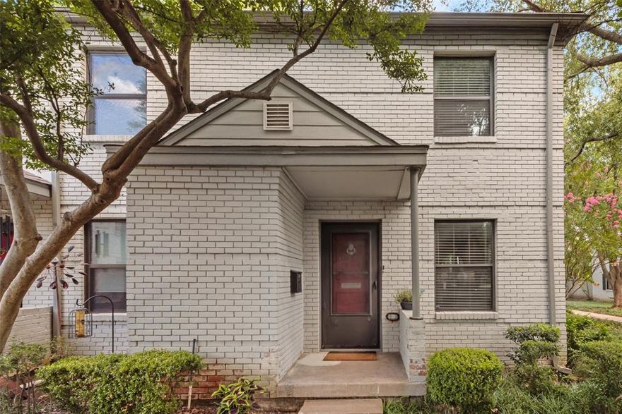 Motivated Seller offering $2,500 toward closing cost or rate buydown!!!  Tucked away in the heart of Oak Lawn, this beautifully updated end-unit townhome in sought-after Westbury Park offers the perfect blend of comfort and convenience. Featuring 2 bedrooms, 1.5 baths, and a private carport, this two-story gem overlooks a lush greenbelt with views of mature trees from every room. The landscaped grounds, sprinkler system, and many trees create a peaceful, park-like setting right outside your door. Inside, enjoy a customized kitchen, spacious primary suite with dual closets, gleaming hardwood floors downstairs, and carpet throughout the bedrooms. A private patio with a doggie door offers added convenience for pet owners. Additional perks include a new-ish electrical panel, AC replaced in 2024 and full-sized washer-dryer closet upstairs. HOA covers water, sewer, trash, hot water, and access to the community pool. Adjacent to the greenbelt, this home is your retreat in the city!