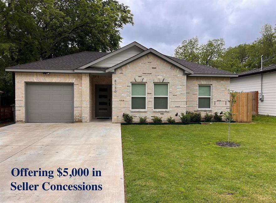 - OFFERING $5,000 IN SELLER CONCESSIONS - MOTIVATED SELLERS - Welcome to this stunning home just 15 minutes from downtown Dallas, where modern design meets everyday comfort. Inside, you’ll find an open-concept layout with soaring 10-foot ceilings and abundant natural light—perfect for both relaxing and entertaining. The kitchen is a true centerpiece, featuring a large island, marble countertops, decorative backsplash, and a gas range. The spacious primary suite offers a tray ceiling, a luxurious ensuite with a walk-in shower, oversized tile, and a custom walk-in closet. Wood-look tile flooring runs throughout, four generously sized bedrooms and thoughtfully designed living spaces. Step outside to a large, fully fenced backyard—ideal for entertaining, pets, or unwinding—plus an extended driveway for added convenience. Offering the perfect blend of style, space, and location, this home is one you don’t want to miss.