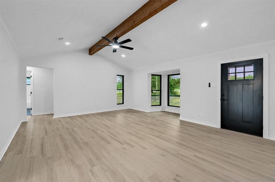 Discover this beautifully updated 4-bedroom, 2-bath home nestled on 2.32 acres just outside the city limits of Bells, TX. In addition to the spacious bedrooms, the home features a versatile flex space—perfect for a 5th bedroom, second living room, game room, or home office.
Enjoy peace of mind with a long list of recent upgrades, including new plumbing, HVAC system, windows, cabinets, countertops, flooring, fixtures, and fresh interior and exterior paint. This property blends modern updates with country charm and room to roam.
Located just a 3-minute drive from Bells ISD, this home offers the ideal mix of privacy, space, and convenience. Don't miss your chance to own this move-in ready beauty!  Schedule your showing today!!