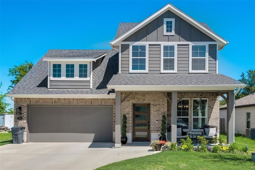 Step into style and comfort with this 4-bedroom, 2.5-bathroom gem, thoughtfully designed with modern living in mind. Built in 2022, this home offers energy efficiency at its best, featuring foam encapsulated exterior walls and roof for year-round savings and comfort. At the heart of the home, the gourmet kitchen shines with stainless steel appliances, sleek finishes, and an oversized island breakfast bar perfect for gatherings. The open-concept living area is anchored by a charming corner stone fireplace, creating warmth and ambiance. The primary suite, privately tucked away on the main floor, includes a spa-like ensuite with dual vanities, walk-in shower, and spacious walk-in closet. Upstairs, discover three generously sized bedrooms and a full bath—ideal for family, guests, or flexible work-from-home options. Enjoy curb appeal that stands out with a mix of brick and board & batten exterior, plus multiple outdoor living spaces: a covered front porch for morning coffee and a 13x18 covered patio for relaxing or entertaining. A 2-car garage and a smart mudroom with laundry closet add both convenience and function.  Don’t miss your chance to own this modern Riverside Home retreat that blends style, comfort, and efficiency in every detail!