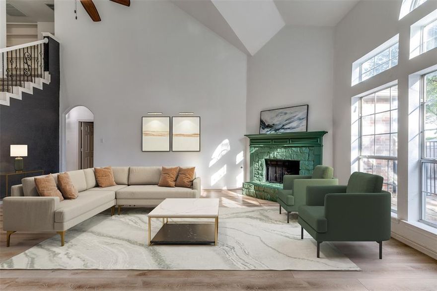 Situated on a desirable corner lot across from the neighborhood greenbelt and duck pond, this beautiful 5-bedroom, 3.5-bath home in the Villages of Woodland Springs offers nearly 3,100 square feet of well-planned living space in one of North Fort Worth’s most sought-after communities. The open-concept layout features a private home office, a formal dining room, and an inviting living area with a gas fireplace and luxury vinyl plank flooring throughout the main level. The kitchen is designed for both function and style with granite countertops, a gas cooktop, an island, a butler’s pantry, and a walk-in pantry. The downstairs primary suite offers a relaxing retreat with dual vanities, a garden tub, a separate shower, and a walk-in closet. Upstairs includes four additional bedrooms, two full baths, and a spacious game room with a convenient Jack and Jill bath between two bedrooms. The gated rear-entry garage opens to a fenced backyard with a patio area, perfect for entertaining or relaxing outdoors. The Villages of Woodland Springs community offers exceptional amenities, including six beautiful swimming pools, miles of scenic greenbelt trails for walking or biking, sand volleyball courts, basketball half courts, and tennis and pickleball facilities. Residents also enjoy access to the newly renovated Amenity Center featuring a full kitchen, seating for up to 125 guests, and modern event space available for private gatherings. Zoned to highly rated Keller ISD schools, this home provides easy access to major highways, nearby parks, shopping, dining, and entertainment in Alliance, Roanoke, and Keller.