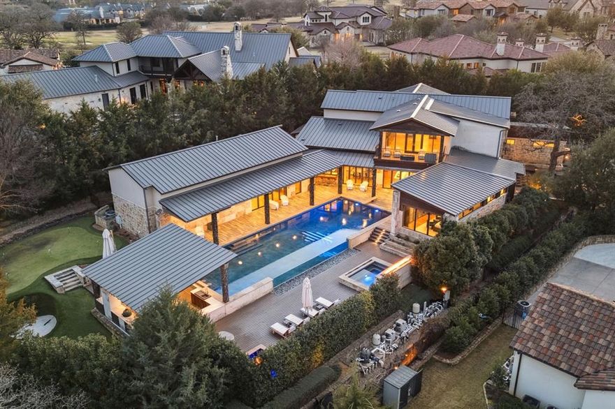 Welcome Home to this spectacular, one-of-a kind Custom home designed for effortless indoor-outdoor living!!! Located in Westlake's coveted Vaquero subdivision, with a Vaquero GOLF membership!!! This exquisite home was built with the highest level of craftsmanship and style by Cory Van Trease. This architecturally stunning masterpiece is a perfect blend of modern, open plan design with timeless elegance. Impressive details wow throughout with exposed beams, custom chandeliers, wood accent paneling and walls of windows and accordion doors for seamless connection with the backyard oasis. As you enter, you are welcomed with a tranquil reflecting pool with a gorgeous modern sculpture. Walk into the large and inviting Great Room with a wood paneled feature wall and 4 fire features, plus a full wall of retractable glass doors. Walk to the large Dining room with custom banquette and then to the gorgeous Chef's Kitchen with top-of-the-line Wolf range, ovens, warming drawer, Subzero fridge-freezer & exquisite Crystallo quartzite countertops. Everyone will enjoy the spacious downstairs Game & Media rooms. Retreat to the private Master Suite sanctuary from the day to enjoy perfect views of the outdoor oasis. The Spa Bath impresses with luxurious bath, dual vanities, steam shower + 2 separate closets. Private Guest Suite and impressive Executive Study are down. Upstairs boasts 3 private Bedroom suites + a Game Room with balcony overlooking the pool area. Discover a true Backyard Oasis with its incredible pool & infinity glass wall, separate spa, fire and water features, plus a spacious Cabana featuring a hibachi grill, pizza oven & bar with ample seating. A fire pit & custom heaters provide warmth & ambiance. Golf enthusiasts can work on their game at the outdoor putting green.  ** Sellers are willing to earmark their Full Vaquero Golf Membership to the Buyers **. Buyers must complete Vaquero membership process, be approved and pay all Club fees directly to the Vaquero Club. ***