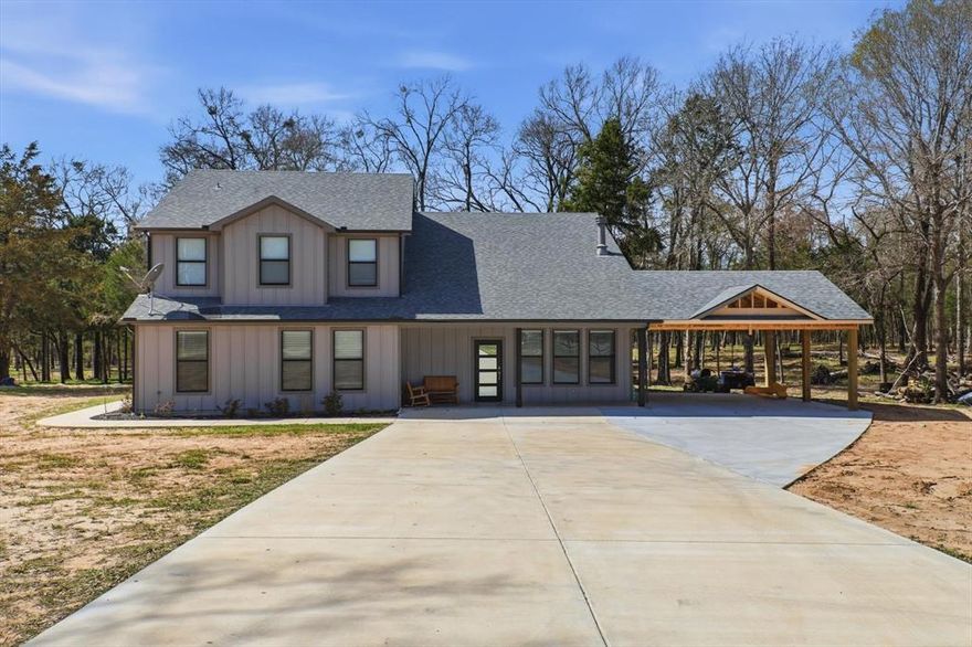 Enjoy peaceful country living with this spacious 4 bedroom, 4 bathroom home now situated on 10 beautiful acres, offering even more space, privacy, and opportunity than before. Previously offered with a smaller portion of land, this expanded acreage provides incredible value for those seeking room to spread out, build, or simply enjoy wide open Texas living.

The home features a functional layout with the primary suite on the first floor, complete with an ensuite bath and walk in closet. The main level also includes a large living room with a fireplace, an open dining area, a kitchen with pantry, a laundry room, and an additional half bath.

Upstairs offers three additional bedrooms, two full bathrooms, a loft area, and extra storage. There is also a spacious storage room that could easily be converted into a fifth bedroom, home office, or flex space depending on your needs.

Outside, you can enjoy the covered front patio and spacious covered back patio, perfect for relaxing or entertaining while taking in the surrounding trees and peaceful setting. The property also includes a detached garage and covered parking area, providing ample room for vehicles, equipment, or recreational storage.

With the full 10 acres now included, this property offers a rare opportunity to own more land while enjoying comfort, flexibility, and true country charm. Schedule your showing today!