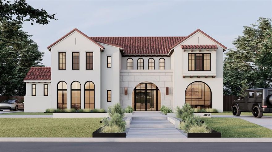 New construction scheduled for completion June 2026. The home features a 22-foot atrium-style entry leading into a 14-foot great room, anchored by an 80-inch linear Isokern fireplace. An 18-foot multi-panel sliding door opens directly to a screened-in patio, creating a strong indoor-outdoor connection. Interior finishes include 7-inch plank flooring, designer lighting, Lincoln wood windows, and Emtek and Top Knobs hardware. Marble and quartzite countertops are carried throughout the home. The kitchen is equipped with Wolf and Sub-Zero appliances and supported by a walk-in pantry, butler’s pantry, and adjacent breakfast nook. Additional functional spaces include a dedicated study, formal dining room, media room, game room, exercise room, and both upstairs and downstairs laundry rooms. The primary suite includes white oak ceiling beams, vaulted ceilings, separate his-and-hers closets, and a built-in coffee bar. Secondary bedrooms also feature vaulted ceilings. Entertaining elements include a full wet bar and temperature-controlled wine room. Outdoor features include a screened-in patio with fireplace, heaters, built-in grill, and sink. The backyard is finished with turf and includes a pool, spa, and built-in fire pit.