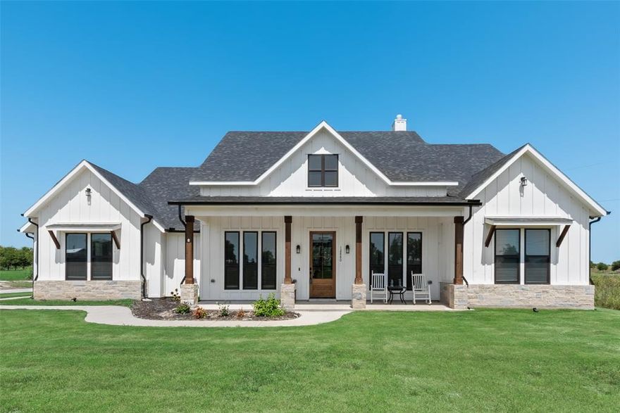 Custom Modern Farmhouse on Acreage - Luxury Living Meets Country Charm. Welcome to your dream home - a stunning custom modern farmhouse nestled on 2.67 acres offering a perfect blend of upscale finishes and serene country living. Less than a year old, this beautifully designed residence showcases a thoughtfully crafted floor plan and top-tier finish-out throughout. At the heart of the home lies an incredible chef’s kitchen, featuring stunning quartz countertops, custom cabinetry, premium appliances, and a spacious island perfect for entertaining or family gatherings.
Step into luxury with designer touches in every room, from the oversized garage with ample storage to the pet wash station conveniently located in the laundry room. Outdoors, you’ll find plenty of parking for your RV, boat, or recreational vehicles, making it ideal for adventurers and hobbyists alike. Plus an oversized garage. The property includes a charming tree house perched along a seasonal creek, inviting exploration and play. Whether you're hosting under the large covered patio or relaxing under beautiful starlit skies, this home offers the ultimate retreat. With the possibility for Ag Exemption, this acreage is not only beautiful but potentially beneficial for your taxes. Come experience the unmatched blend of modern luxury and peaceful country setting—a rare opportunity you won't want to miss! Adjacent lot to the left is also available, if you wish to add another 2.67 acres.