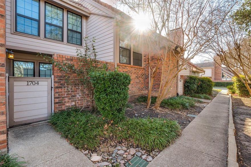 Plano ISD schools! Wonderful two-story condo that has been recently updated, including Pergo, electric Shades, and upgraded light fixtures! Enclosed courtyard surrounded by mature trees that offer privacy and shade! Warm living room with wood burning fireplace.  Updated kitchen countertops and backsplash! The breakfast nook features a large window which allows an abundance of natural light! Upstairs you will find two bedrooms and two full bathrooms, both of which have been updated. Take a splash in the community pool and enjoy a few rounds in the lighted tennis court!