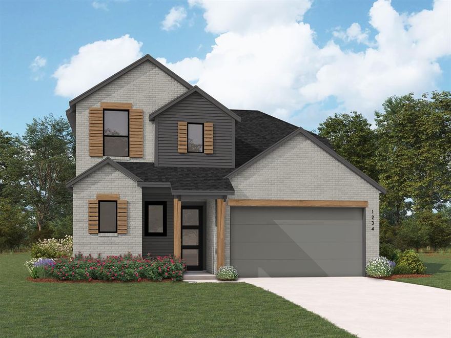 Stunning Panamera plan featuring a modern elevation and thoughtfully designed layout! This home offers a private primary suite and a guest bedroom with full bath on the main level, along with a dedicated study—perfect for working from home. The dramatic spiral staircase with open railing overlooks the spacious family room, creating an open and elegant feel. The kitchen flows seamlessly into the main living areas, ideal for everyday living and entertaining. Upstairs, enjoy a large game room and an oversized media room, perfect for gatherings and movie nights. Two generously sized secondary bedrooms, each with their own full bathrooms, provide comfort and privacy for family or guests. This home blends style, space, and functionality—don’t miss the opportunity to make it yours!