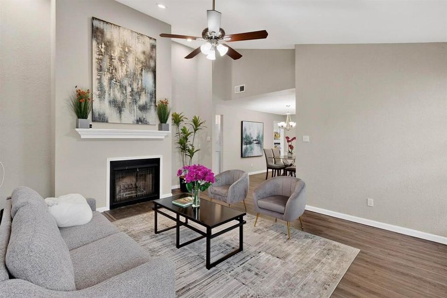 Located in the Junius Heights Historic District, this updated 2-bedroom, 2-bath condo offers 1099 square feet of comfortable, well-designed living space in one of Dallas’ most charming neighborhoods. The floor plan is open and functional, with 12-foot ceilings in the living room that add a sense of space and light. It’s an easy place to relax or host friends, with plenty of room to gather, dine, and unwind.
Recent updates include vinyl plank flooring throughout, granite kitchen counters, quartz bathroom vanities, updated tile, and all-new fixtures and lighting (2020). The primary suite includes a walk-in closet, vaulted ceilings, and access to a large private balcony—shared with the second bedroom. Both bathrooms have been tastefully remodeled, and the kitchen is well-equipped with stainless steel appliances and ample counter space.
Additional upgrades include a new HVAC unit (2022), smart thermostat (2025), radiant barrier and attic insulation (2023), and full exterior siding and roof replacement completed by the HOA in 2023. Water and sewer are also covered by HOA dues. The unit comes with two garage parking spaces and a private storage room.
Junius Heights is known for its tight-knit community and active neighborhood HOA, which hosts events throughout the year. Just down the street is the beloved Garden Café, and the condo is conveniently located across from a family owned local grocery store. You're also just minutes from Lakewood, Downtown Dallas, Lower Greenville, and Deep Ellum.