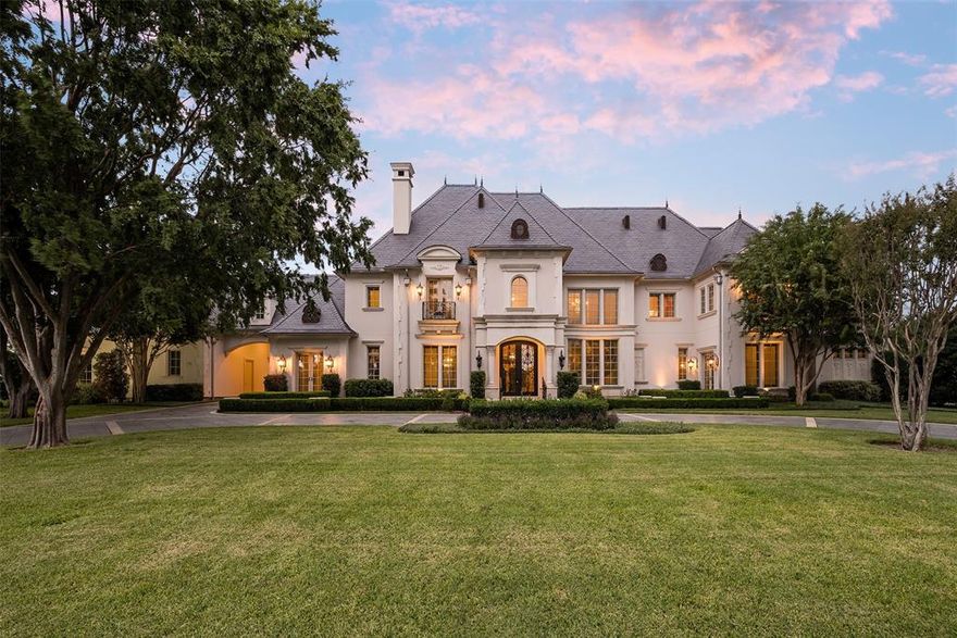 Custom built Sharif Munir French home on 200 ft wide 1.106-acre lot in coveted Strait Lane estate area of Preston Hollow. Expansive first floor (8,829 sf): guest & primary suite with dual baths & closets, two offices, formals, home theater, chef's kitchen, breakfast room with fp & billiard room with full bar. 3 spacious bedrooms up with game room, living & 2nd laundry. Veranda with grilling station & fp overlooks pool & sports field sized yard. 5-car garage with motor court. Samaca Spanish Slate roof replaced (2017). PROPERTY IS CORPORATE OWNED. SELLER WILL REVIEW ANY AND ALL OFFERS RECEIVED AFTER 10-24-21. SOLD AS-IS. SELLER MAKES NO WARRANTIES OR REPRESENTATIONS.BUYER TO VERIFY ALL INFORMATION HEREIN.