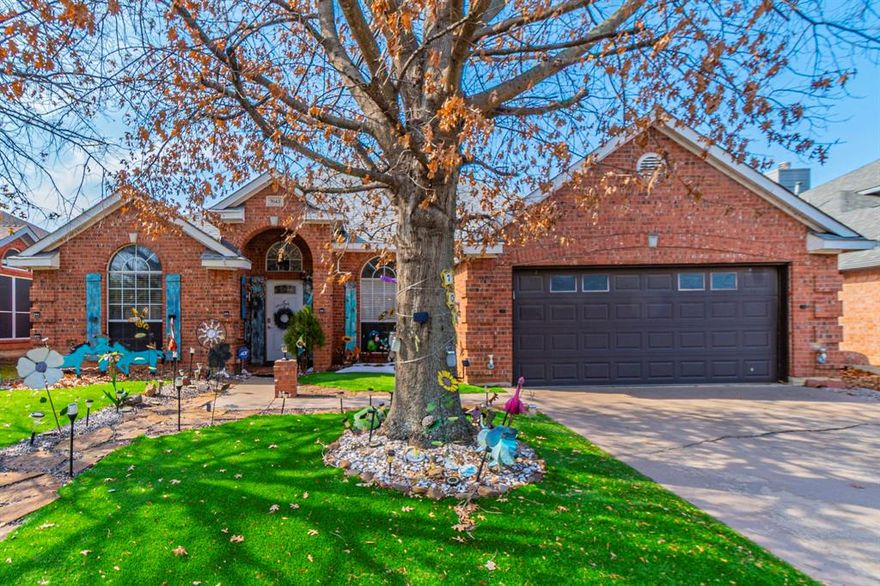 Welcome to your dream home! This stunning 4-bedroom, 2-bathroom residence offers the perfect blend of comfort, and functionality. 3 bedrooms carry a black and white epoxy pattern floor aesthetically pleasing to the eye. Open-concept kitchen into the family room—ideal for entertaining and cozying up by the fireplace or host dinner parties in the dedicated dining area. Yes, laundry room is included.
Need space to work or play? The versatile flex room is perfect for a home office, gym, or playroom. Both full bathrooms are designed for comfort, featuring dual vanities.
The true showstopper is the backyard oasis. Step onto the covered patio and look out over your private sparkling pool. Complete with a large storage shed, this home truly has it all, including an attached 2-car garage. Don't miss the opportunity to live in this entertainer’s paradise!