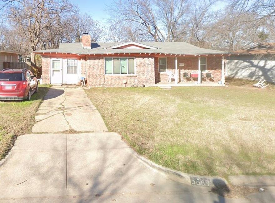 Investor Special in Fort Worth! Located at 5569 Burton Avenue, this 3-bedroom, 1.5-bath home offers approximately 1,600 sq ft and presents a great opportunity for investors, cash buyers, or those looking for a value-add property. With a spacious layout and solid footprint, the home provides plenty of room for creativity and renovation. Property needs updates and TLC but offers strong potential as a fix and flip, rental investment, or long-term buy and hold. The generous interior space allows for reconfiguration, modern upgrades, and added value to maximize ARV potential. Investors looking to expand their portfolio or secure their next project will appreciate the upside this property offers. Whether you're seeking an investor special, rehab opportunity, or affordable property with room to improve, this home delivers potential and flexibility. Property is being sold as-is.