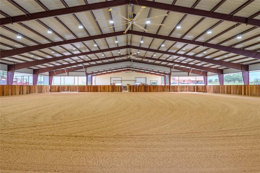 24 acre Parker County horse property, 130 x 150 covered arena, LED lights, 'BigA' Fans. 70 x 72 heated barn, 8 stalls, bathroom, wash rack, tack room doubles as storm shelter. Covered Trailer parking. 95k gal Rainwater Harvest. Panel walker, 60x40 shop, 3 rollup doors. 2 water wells, pumphouse, 5k water storage. Gated entrance. Pipe top rail fences, cattle loading chute, pastures, lanes, traps, 3 pasture shelters. Clay, sandy loam. 1680 sq ft 3 bed, 2 bath, granite, tile, fireplace, attached carport, Generac generator, additional detached garage.