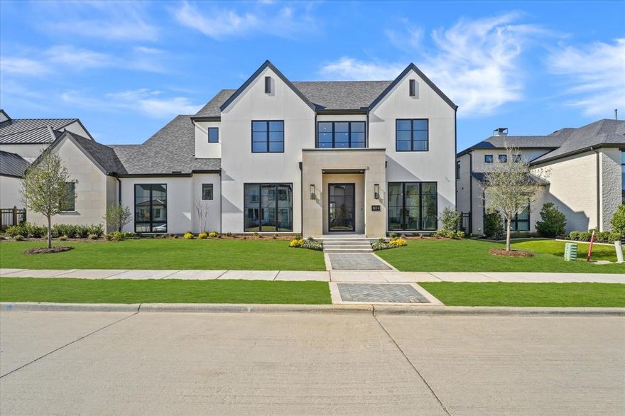 Magnificent new construction in the prestigious gated community of Hills of Kingswood in Frisco! Cradled by the lush, wooded greenbelt adjacent to Lake Lewisville, it is amongst the most desirable homesites for unparalleled luxury living. Featuring 5 oversized bedrooms with their own en-suites, 3 half baths, an elegant study, an open floor plan that provides functionality and comfort, and ample space upstairs that can be used as a media or game room. Upon entering, you are greeted by a refined yet warm ambiance. The large windows and abundant natural light fill this home with a pleasant glow. The kitchen has state-of-the-art Sub-Zero and Wolf appliances, walk-in pantry, and expansive prep kitchen. The primary suite and guest bed are on the ground floor at different ends of the property. Upstairs you'll find 3 additional bedrooms, along with the second utility room and a large game room with balcony. The backyard was designed with a future pool in mind has ample space for activities.