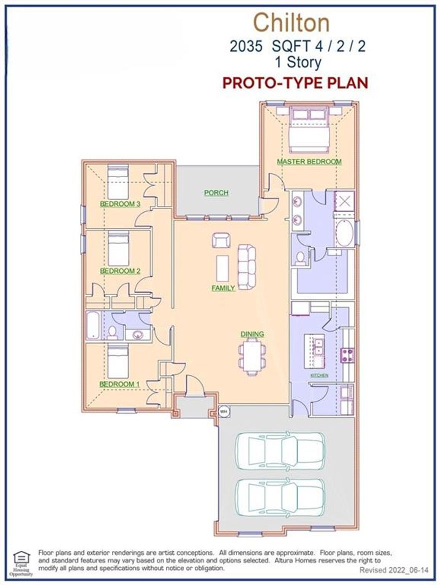 MLS# 21092870 - Built by Altura Homes - Jan 2026 completion! ~ Altura Homes features Summerwood Estates 50ft. & 60ft. Planned thriving community with direct access to I-35 freeway with Movie Grocery and Restaurant. The Chilton A plan features 4-2-2 is a single-story home that has 4 sides Acme brick & stone on front elevation full sod sprinkler gutters and landscape package. Upon entry home has open spaces with glass doors into study. The home is an open floor plan, kitchen shows well with 42in cabinets large Island granite countertops stainless steel appliances open breakfast area which is open to family room for leisure. This area has full view windows to back yard viewing. Bedrooms are split from owners retreat which has large bedroom bath with both separate tub and shower dual sinks private water closet and  Walking owner's closet. Secondary bedrooms are on its separate hallway with full bath and linen closet laundry is off kitchen and leads 2 car garage. Flooring in main area has luxury vinyl floors and carpet in the bedrooms.