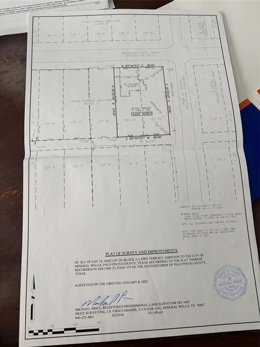 Prime opportunity to own a spacious residential lot in Mineral Wells, TX! This property consists of two combined lots (Lots 19 & 20) located in the established Lawn Terrace Addition, offering approximately 0.22 acres of land.
The lot is situated on a corner with access from SW 24th Street and nearby alley access, providing flexibility for future development. Utilities are nearby (buyer to verify), making this a great option for building your next home, investment property, or holding for future value.
Conveniently located with easy access to local amenities, schools, and major roadways, this property offers both small-town charm and practical accessibility.
No known HOA. Seller will convey any owned mineral rights, if any.
Ideal for investors, builders, or buyers looking to secure land at an affordable price point.
Water, sewer, and electric available nearby (buyer to verify).

Don’t miss this opportunity to invest in land in a growing area of Mineral Wells!