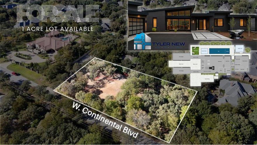 Nestled along well known W Continental Boulevard, this heavily wooded one-acre home-site offers the rare blend of seclusion, character, and accessibility. The wide, gently contoured lot features mature trees, multiple access points, and a natural valley that creates a stunning canvas for a one-of-a-kind estate. Design and build a modern mountain-inspired retreat, complete with an infinity-edge pool, outdoor living spaces, and sweeping views across the treed terrain. With no HOA restrictions, the vision is entirely yours—craft an architectural masterpiece that blends luxury with nature, in a setting few can match. Enjoy privacy, acreage, and proximity to Southlake’s vibrant amenities—premier shopping, dining, top-rated Carroll ISD schools, and convenient access to DFW Airport. Bring your builder, your imagination, and bring this extraordinary wooded lot to life.