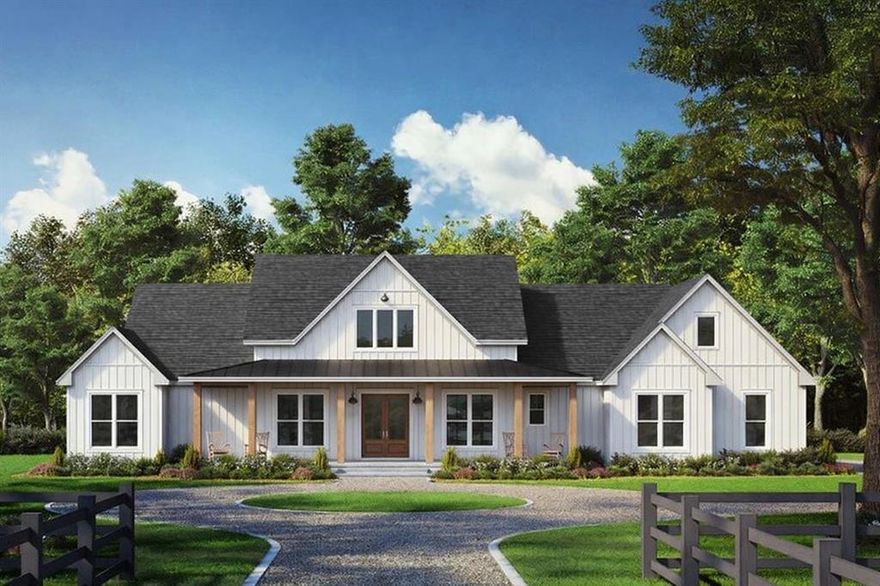 This stunning proposed Laramie Plan spans 2500 sqft & features a striking exterior with paint board & batten design, complemented by a brick accent & solid cedar-stained columns. Inside, includes 4 bed 3 full bathrooms, along with a convenient half bath & a dedicated office on over 8 acres. Take advantage of NO PAYMENTS while you build with Zeal Home Builders! This home includes high-end features such as split bedrooms, large porches, custom cabinetry, Delta faucets, decorative mirrors, wall-mounted TV outlets, hardline ethernet ports, & spray foam insulation. Step into a vaulted great room that provides beautiful views of the rear porch, while the adjoining dining room allows easy access to outdoor spaces. Culinary enthusiasts will love the well-appointed kitchen, complete with a large center island for additional eat-in space, double ovens, & a huge pantry, & all the modern amenities a home chef could desire. The owner’s suite is a luxurious retreat, boasting vaulted ceilings, natural light, & a large walk-in closets. The ensuite bath is designed for relaxation, featuring dual vanities, a separate tub, & a spacious walk-in shower. Two additional bedrooms share a well-appointed hall bath with dual vanities and a tiled tub shower. 1 of 4 bedrooms includes an attached full-bath. The back porch is an entertainer's paradise, ask about upgrades to include outdoor kitchen. Home has 3-phase inspected & a comes with 1-2-10 3rd Party Warranty for your peace of mind. Nestled in the charming town of Granbury, this property offers the best of rural living—NO city taxes, NO water bill, & NO HOA fees. Enjoy the peaceful country lifestyle just minutes from town. Plus, you have the exciting opportunity to personalize your new home with your choice of colors, countertops, flooring, fixtures, & more. Txt keyword ZHB33 to 88000 for builder details. Directions & lot map at www.zhb.homes